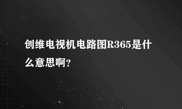 创维电视机电路图R365是什么意思啊？