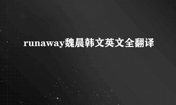 runaway魏晨韩文英文全翻译