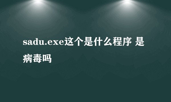 sadu.exe这个是什么程序 是病毒吗