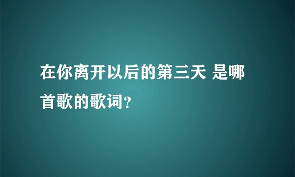 在你离开以后的第三天 是哪首歌的歌词？