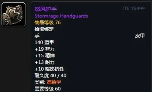 《魔兽世界》怀旧服德鲁伊T2怒风套装属性出处一览