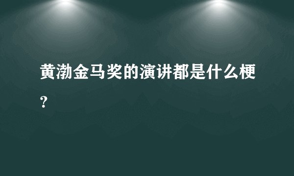 黄渤金马奖的演讲都是什么梗？