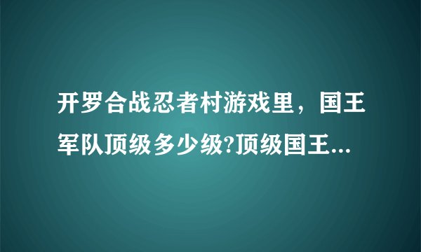 开罗合战忍者村游戏里，国王军队顶级多少级?顶级国王军各兵种配置是怎样的？