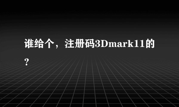 谁给个，注册码3Dmark11的？
