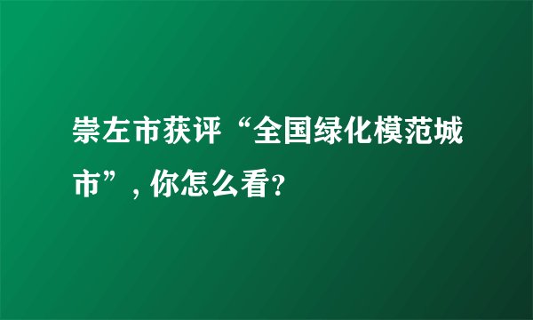 崇左市获评“全国绿化模范城市”, 你怎么看？