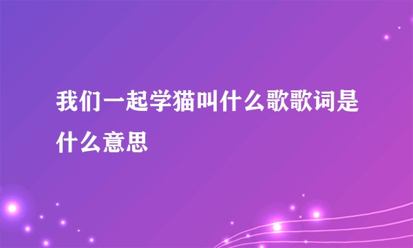 我们一起学猫叫什么歌歌词是什么意思