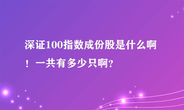 深证100指数成份股是什么啊！一共有多少只啊？