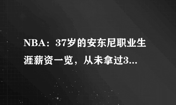 NBA：37岁的安东尼职业生涯薪资一览，从未拿过3000万美元的年薪