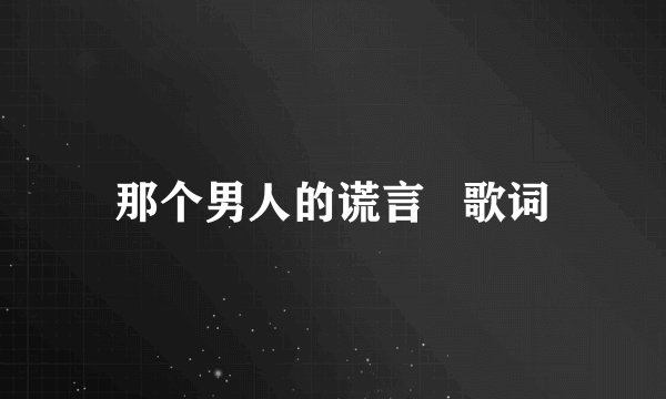 那个男人的谎言   歌词