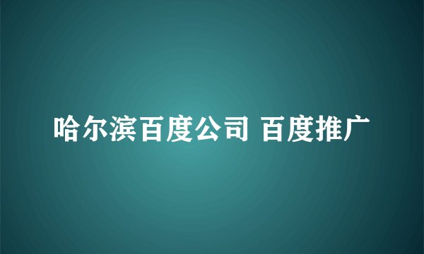 哈尔滨百度公司 百度推广