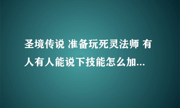 圣境传说 准备玩死灵法师 有人有人能说下技能怎么加点还有知识和职业执照什么的