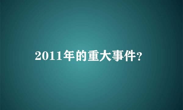 2011年的重大事件？