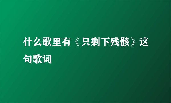 什么歌里有《只剩下残骸》这句歌词