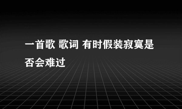 一首歌 歌词 有时假装寂寞是否会难过