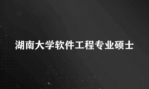 湖南大学软件工程专业硕士