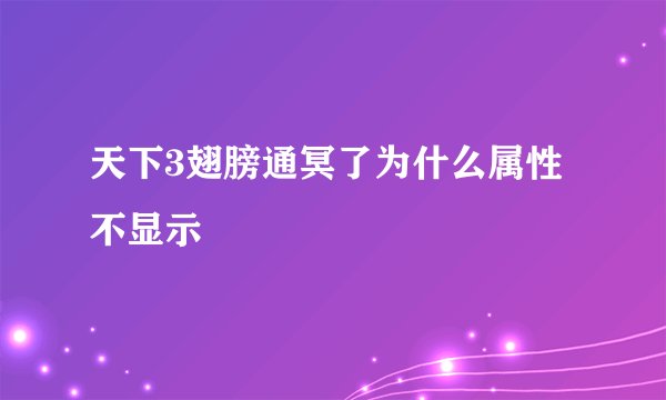 天下3翅膀通冥了为什么属性不显示