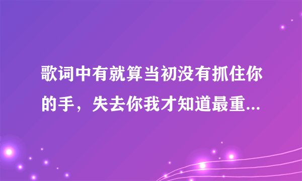 歌词中有就算当初没有抓住你的手，失去你我才知道最重要那是什么歌阿