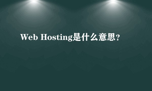 Web Hosting是什么意思？