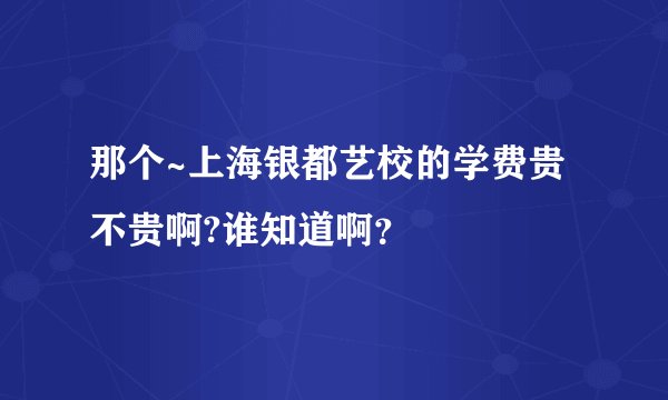 那个~上海银都艺校的学费贵不贵啊?谁知道啊？