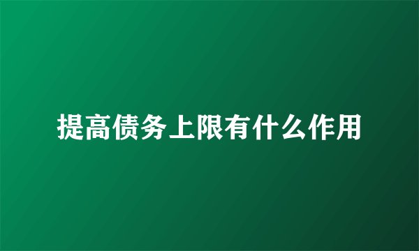提高债务上限有什么作用