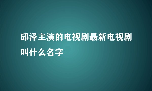 邱泽主演的电视剧最新电视剧叫什么名字