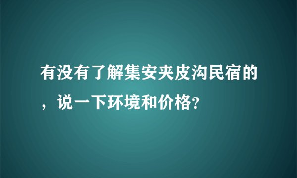 有没有了解集安夹皮沟民宿的，说一下环境和价格？
