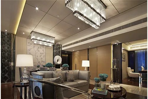 中式客厅吊顶装修效果图    120㎡大客厅惊艳传统之美