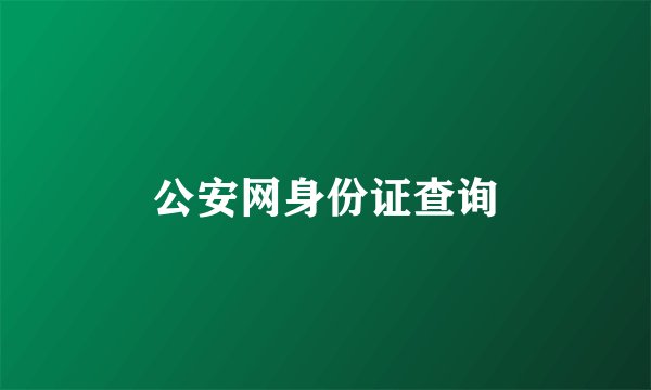 公安网身份证查询