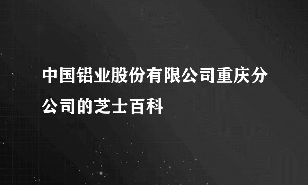 中国铝业股份有限公司重庆分公司的芝士百科