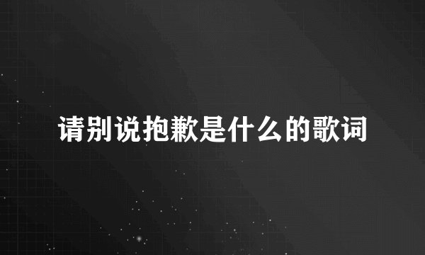 请别说抱歉是什么的歌词