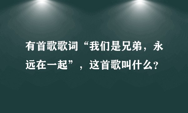 有首歌歌词“我们是兄弟，永远在一起”，这首歌叫什么？
