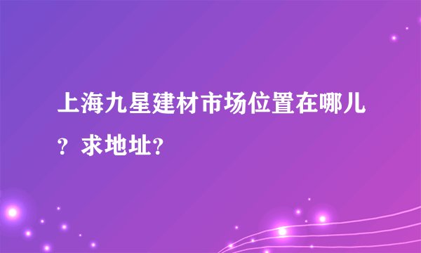 上海九星建材市场位置在哪儿？求地址？