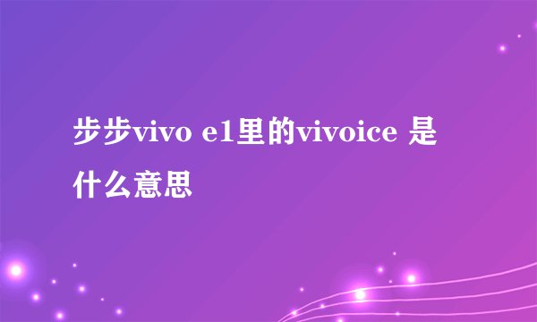 步步vivo e1里的vivoice 是什么意思