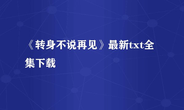 《转身不说再见》最新txt全集下载
