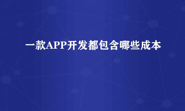 一款APP开发都包含哪些成本