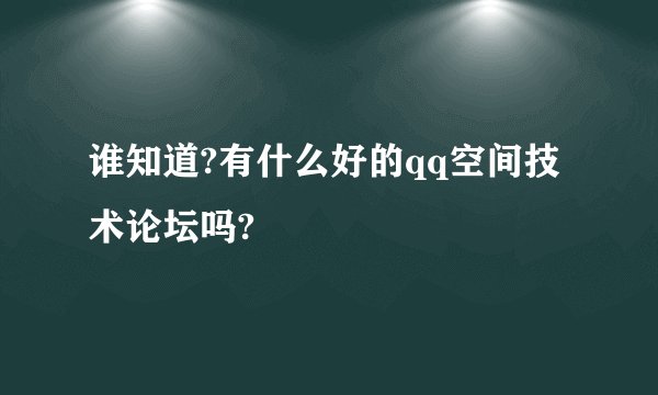 谁知道?有什么好的qq空间技术论坛吗?