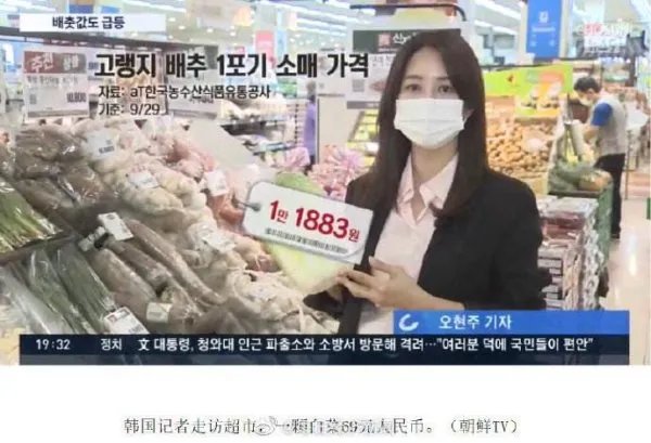 韩国的白菜飙涨至62元一颗，之前是多少元一颗？