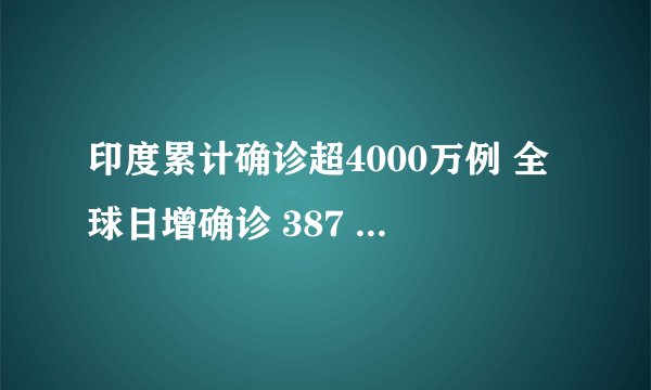 印度累计确诊超4000万例 全球日增确诊 387 万例！全球新冠肺炎疫情