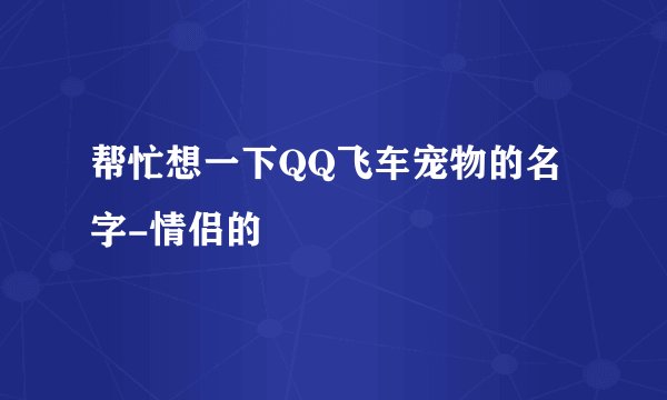 帮忙想一下QQ飞车宠物的名字-情侣的