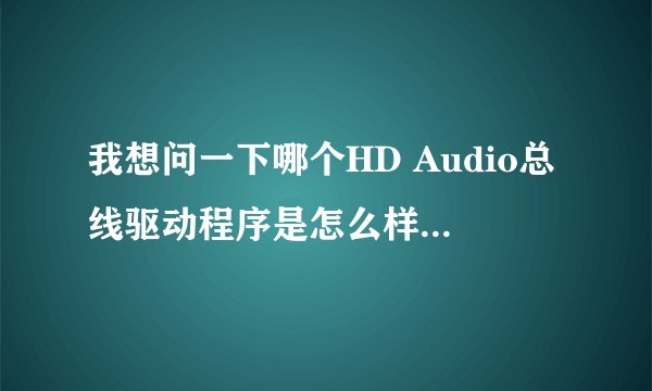 我想问一下哪个HD Audio总线驱动程序是怎么样装得?因为电脑没有声音啦,但是安装了那个声卡,说要HD Audio