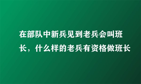 在部队中新兵见到老兵会叫班长，什么样的老兵有资格做班长