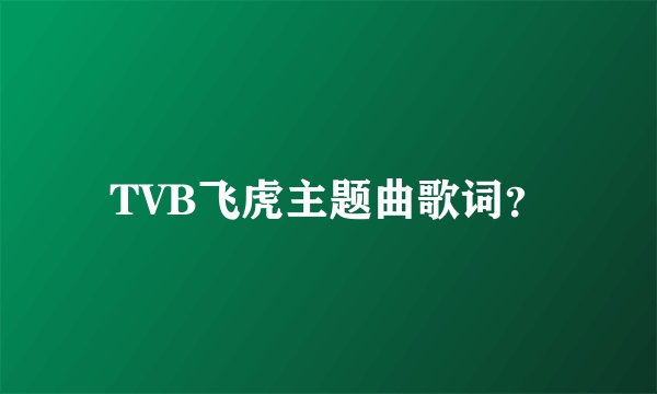 TVB飞虎主题曲歌词？