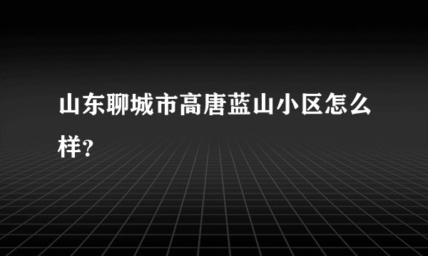 山东聊城市高唐蓝山小区怎么样？