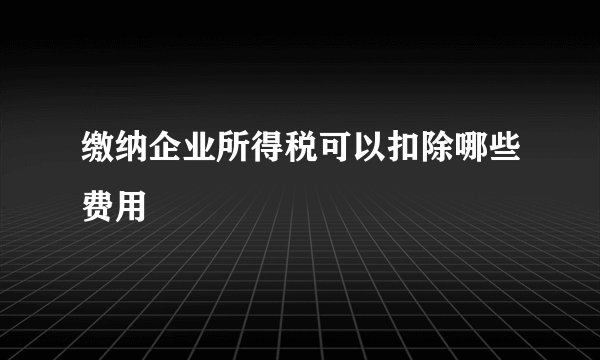 缴纳企业所得税可以扣除哪些费用