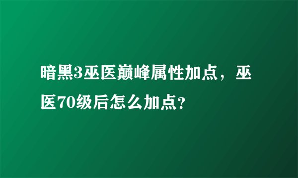 暗黑3巫医巅峰属性加点，巫医70级后怎么加点？