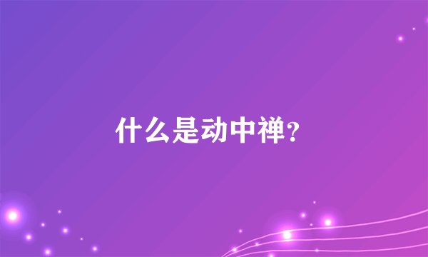 什么是动中禅？