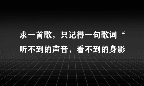 求一首歌，只记得一句歌词“听不到的声音，看不到的身影