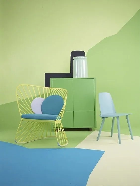 绿色墙面设计，夏日清凉装。