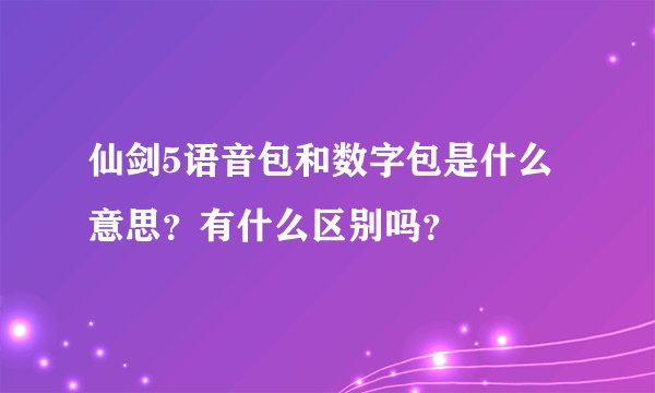 仙剑5语音包和数字包是什么意思？有什么区别吗？