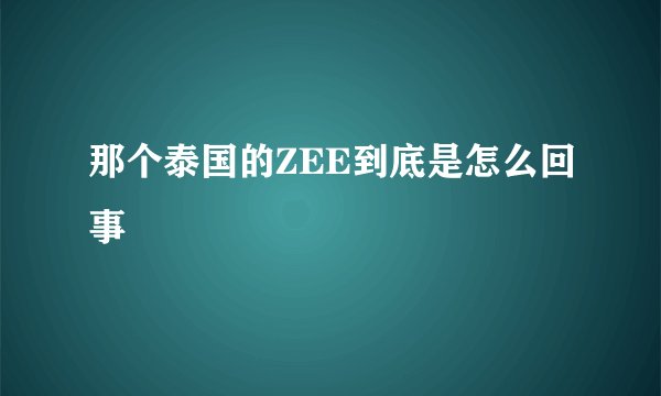 那个泰国的ZEE到底是怎么回事